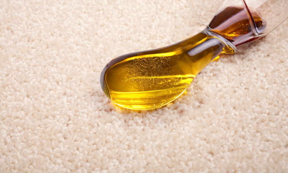 Cooking oil spilled on carpet