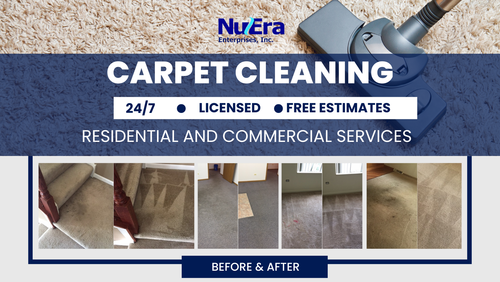 carpet cleaning professional services provided by NuEra Enterprises
